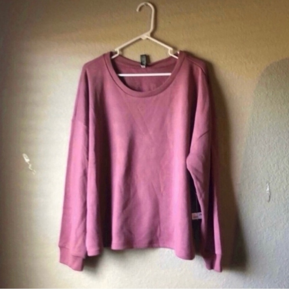 New Velocity Sweatshirt Women’s 2X Dark Pink Long Sleeve Crew Neck Casual Active